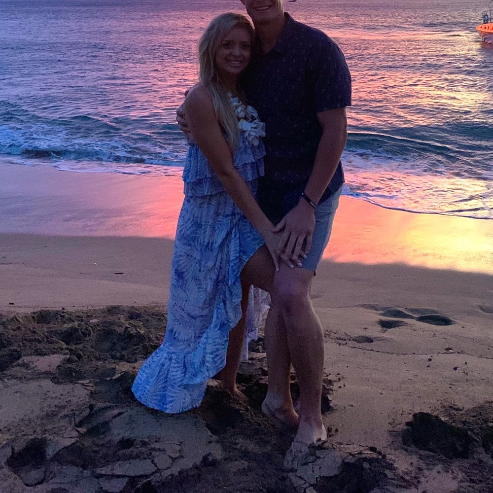 Skylar + Madison Blue and White High Low Dress